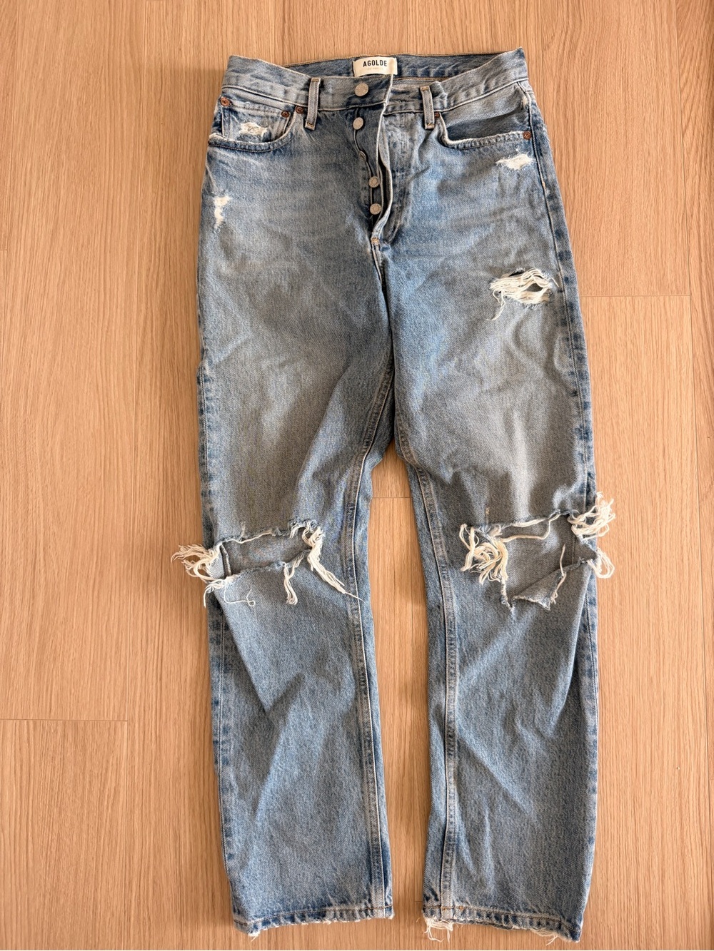 Agolde Light Blue Distressed 90’s Boyfriend Jeans